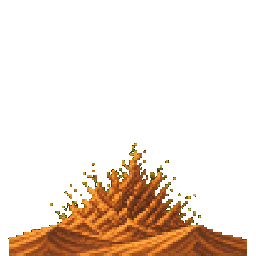 Animated pixel art of a sandworm erupting from an orange dune